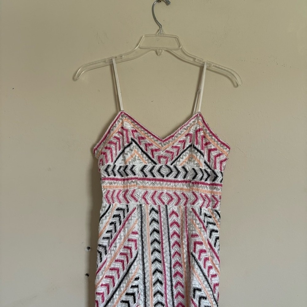 Parker Pink Silk Casey Beaded Zig Zag Chevron Mini Dress XS Anthropologie - Picture 14 of 15